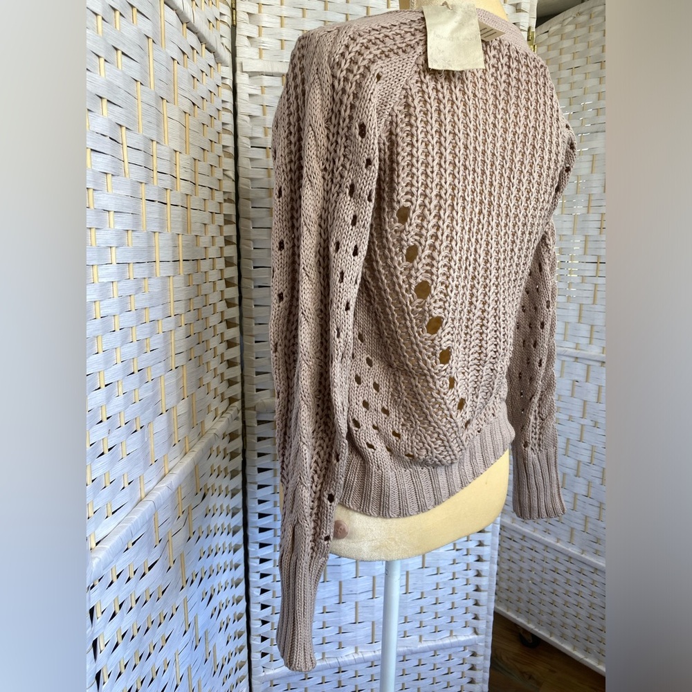 NWT Hem & Thread Pointelle V-Neck Button Down Cropped Cardigan - Picture 11 of 17